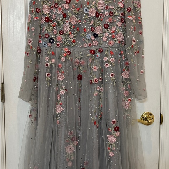 NWT Mac Duggal Embroidered Illusion High Neck Long Sleeve A Line Gown Size 14 - Picture 6 of 12